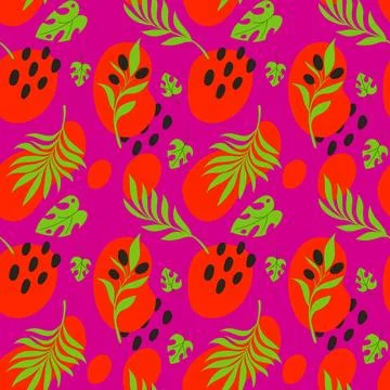 Abstract tropical pattern, artistic print. Oriental flowers, vintage brushs.. Stock Illustration