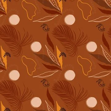 Abstract tropical pattern with shapes and leaves Stock-Illustration