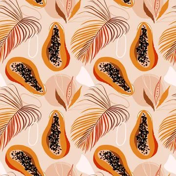 Abstract tropical pattern with shapes and leaves Stock Illustration