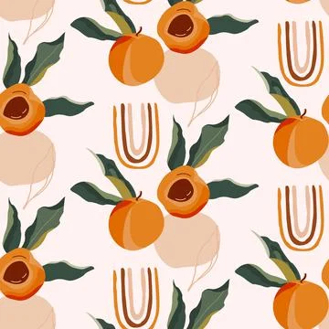 Abstract tropical pattern with shapes and fruits Stock Illustration