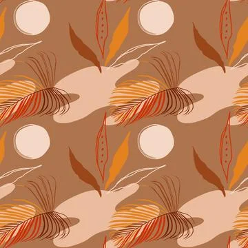 Abstract tropical pattern with shapes and fruits Stock Illustration