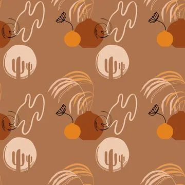 Abstract tropical pattern with shapes and fruits Stock Illustration