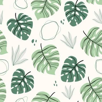 Abstract tropical seamless pattern with palm leaves Stock Illustration