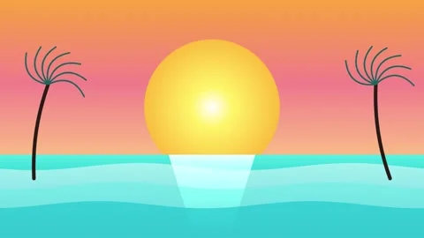 Abstract Tropical Sunset Paradise Motion Graphic Loop Seamless Loop... Stock Footage 347745860