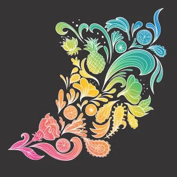 Abstract Tropical Vector Ornament Stock Illustration