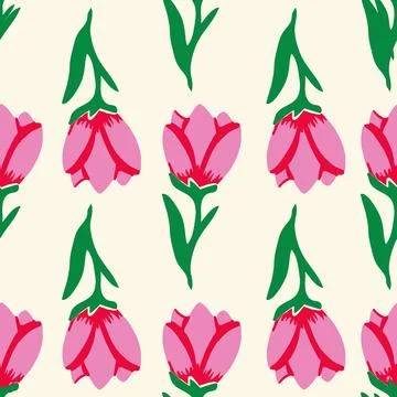 Abstract tulip flowers vector repeat pattern 스톡 일러스트
