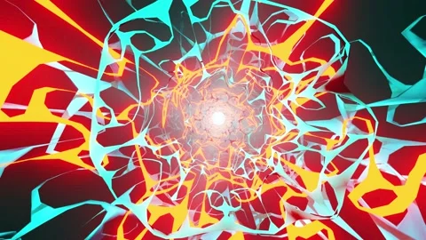 Abstract Tunnel animated background. Moving forward inside  glowing light Stock Footage 138699206