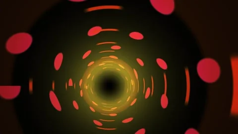 Abstract Tunnel Animation with Floating Red Musical Notes and Glowing Light.. Stock Footage 340525206