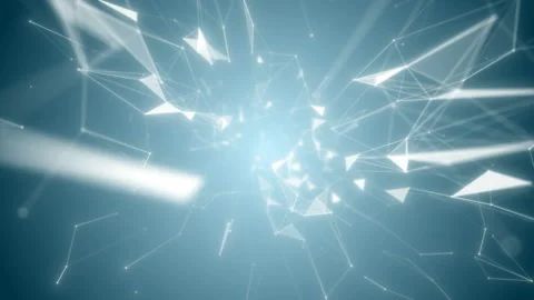 Abstract tunnel with animation triangles and shapes. Flying in plexus space. Stock Footage 120599043