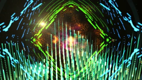 Abstract tunnel background flow green lines Stock Footage 146888947