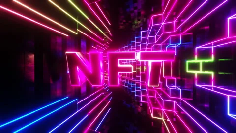 Abstract tunnel with colored neon text. Infinitely looped animation Stock Footage 218234472