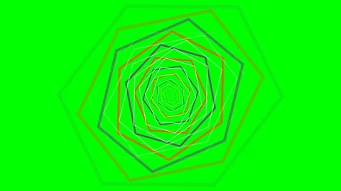 Abstract tunnel of concentric rotating pentagons on a bright green background 스톡 동영상 340903250