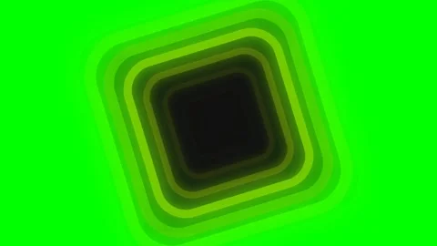 Abstract tunnel of concentric rounded square shapes in vibrant green shades Stock Footage 340904444