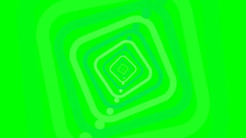 Abstract tunnel of concentric rounded squares in shades of vibrant neon green Stock Footage 340900707