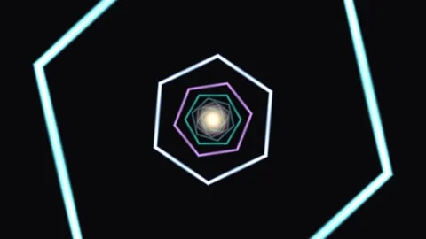 Abstract tunnel depth indicator shows moving geometric Stock Footage 342489605
