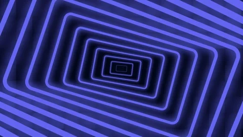 Abstract tunnel effect created by glowing blue neon rectangular light frames Video stock 335117873