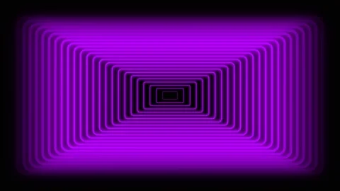 Abstract tunnel effect created by glowing purple rectangular light frames 库存影片 336262528