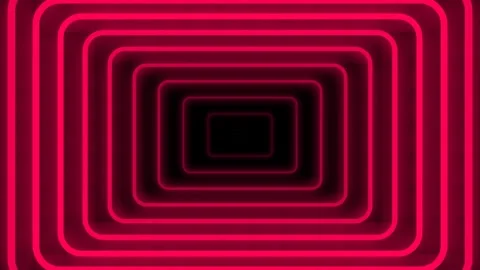 Abstract tunnel effect with glowing red neon rectangular light frames Stock Footage 336263344