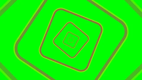 Abstract tunnel effect with nested colorful rounded square shapes on green Stock Footage 340266769