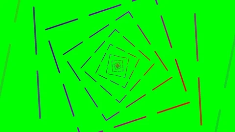 Abstract tunnel of geometric dashed lines on a bright green background Stock Footage 340904729