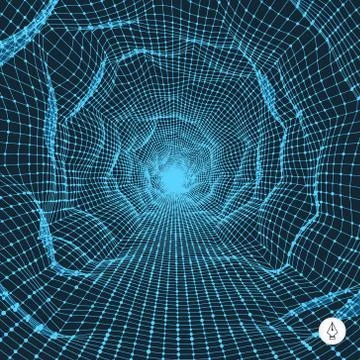 Abstract tunnel grid. 3d vector illustration Stock Illustration