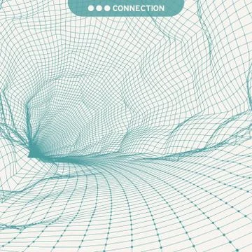 Abstract tunnel grid. 3d vector illustration. Digital dynamic wallpaper. Stock Illustration
