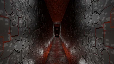 Abstract tunnel having sci-fi wall with beautiful cracks looping effect. Stock Footage 146177440