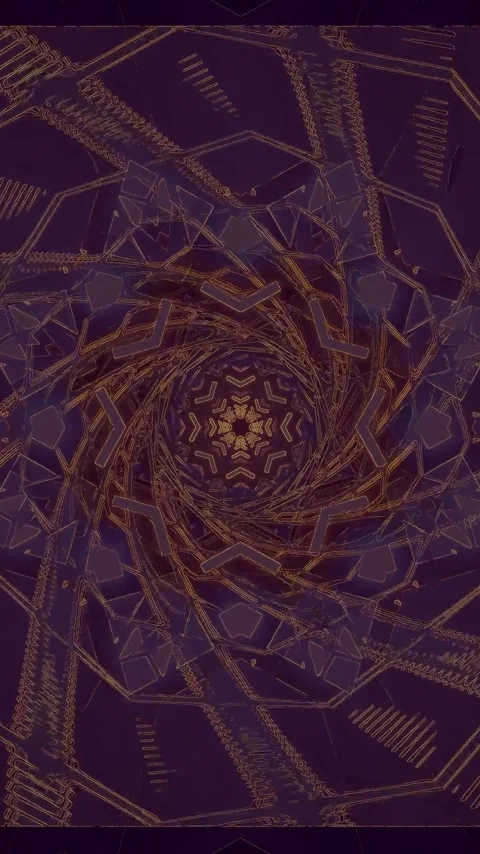 Abstract tunnel loop with geometric shapes and a central pattern for a scre.. Stock Footage 321570961