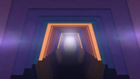 Abstract Tunnel Loop with Glowing Light and Color Shifting Gradient Stock Footage 348103572