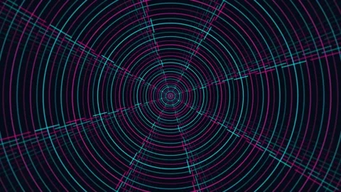 Abstract tunnel motion of concentric circles with glitch effect. Video stock 341658503