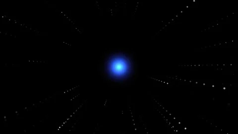 Abstract tunnel motion with glowing blue center dot particle travel through.. Stock Footage 345895989