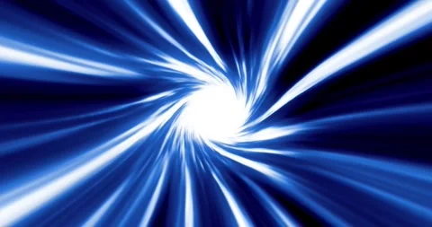 Abstract tunnel moving in hyperspace, blue energy vortex flying straight Stock Footage 246867641