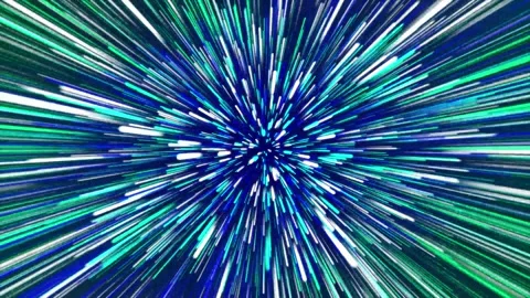 Abstract tunnel of a multicolor spectrum background. Bright rays of neon li.. Stock Footage 303196035