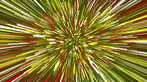 Abstract tunnel of a multicolor spectrum background. Bright rays of neon li.. Stock Footage 303196036