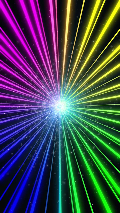 Abstract tunnel multicolor spectrum background. Bright rays of neon light Stock Footage 317663994