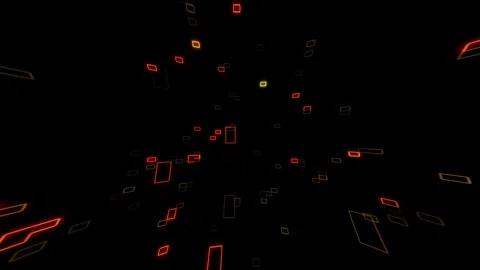 Abstract Tunnel with Neon Orange Geometry Over Black Background Vídeos de archivo 334581379