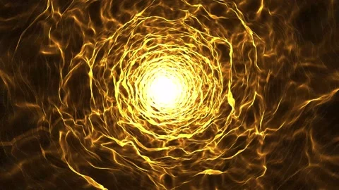 An abstract tunnel or funnel of intertwining lines and shapes in orange tones. Vídeos de archivo 306225628