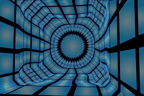 Abstract tunnel or pipe - technology style vector background Stock Illustration