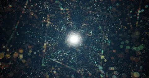 Abstract tunnel with particles and lights background Stock Footage 308481253