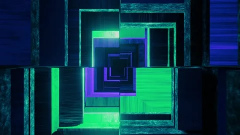 Abstract tunnel with polygonal frames loop 3d animation , sacred geometry Stock Footage 246340918