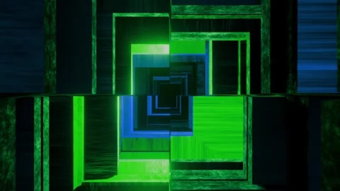 Abstract tunnel with polygonal frames loop 3d animation , sacred geometry Stock Footage 246408654