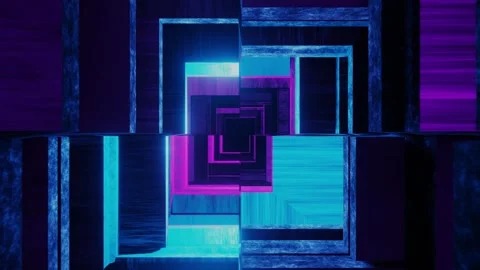 Abstract tunnel with polygonal frames loop 3d animation , sacred geometry Stock Footage 246500618