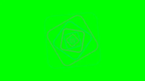 Abstract tunnel of rotating squares against a vibrant green screen background 스톡 동영상 340903055