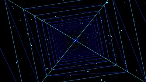 Abstract Tunnel Through Cosmic Nebula with Particle Motion and Geometric Pa.. Stock Footage 346666892