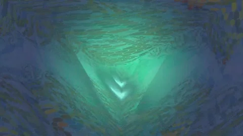 Abstract tunnel with turquoise geometric forms and textured walls an effect Stock Footage 334825100