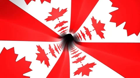 Abstract tunnel vortex with Canadian flag texture Stock Footage 341703134