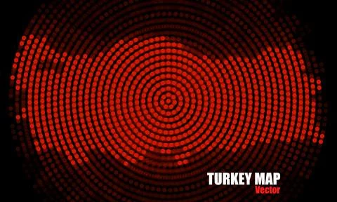 Abstract Turkey map of red radial dots, halftone concept. Vector illustration Stock Illustration
