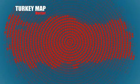 Abstract Turkey map of red radial dots, halftone concept. Vector illustration Stock Illustration