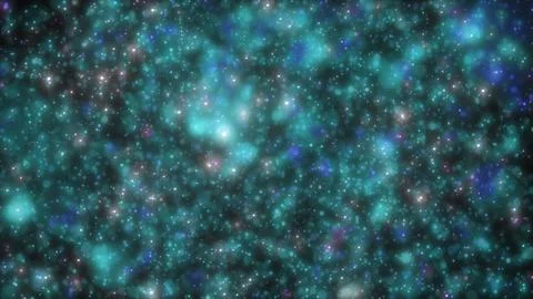 Abstract turquoise and cyan glowing particles forming a cosmic star cloud wit Stock Illustration