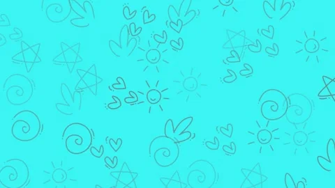 Abstract Turquoise Background with Doodle Elements. Stock Footage 318942143